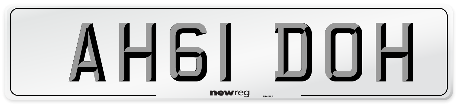 AH61 DOH Number Plate from New Reg